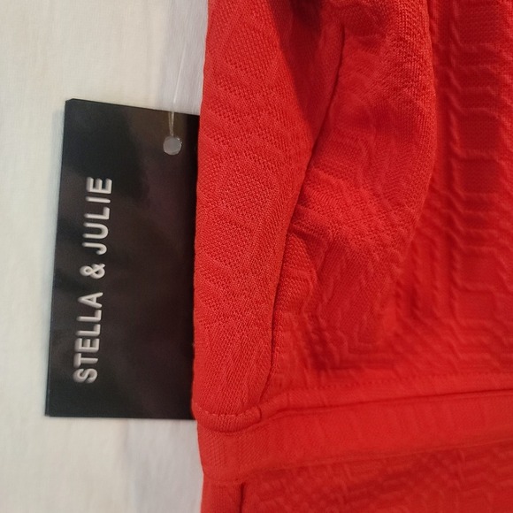 Stella & Julie Dress Womens 14W Red Sleeveless Sheath Textured Elegant Nwt work - Picture 6 of 12